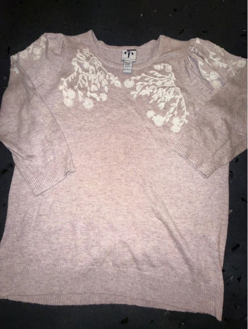 Rain + Rose Light Pink Embroidered Sweater Size L
